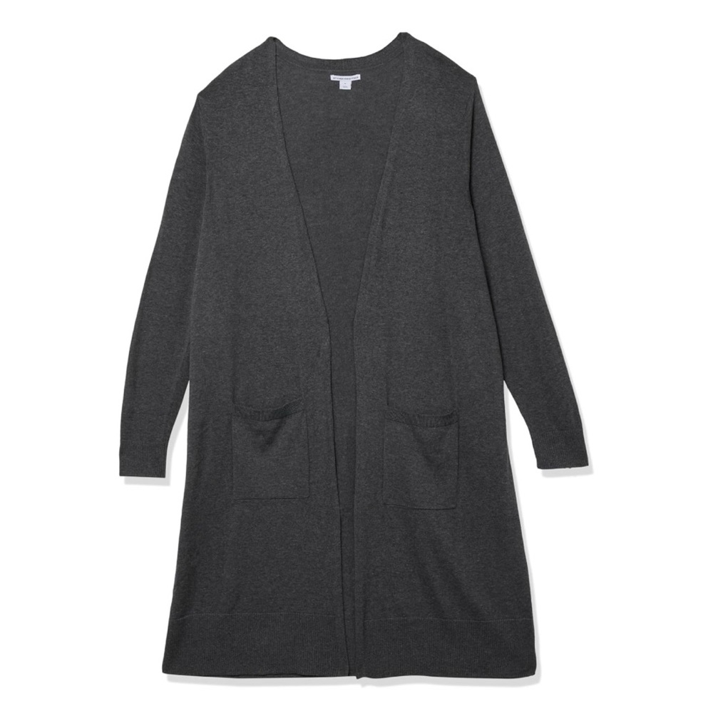 Women's Gray Open Front Cardigan Sweater